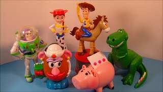1999 DISNEY'S TOY STORY 2 SET OF 6 CANDY DISPENSERS MCDONALD'S HAPPY MEAL KID'S TOY'S VIDEO REVIEW
