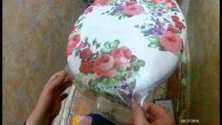 Декупаж  крышки унитаза. Decoupage