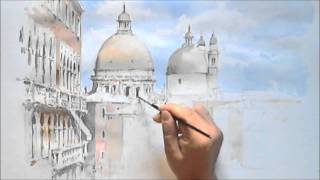 Acquarello dal Ponte dell' Accademia di S. M. della Salute (Venezia)