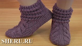 Любимые носочки с драпировкой на двух спицах.
