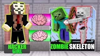 Minecraft GIRL HACKER vs PRO : BRAIN EXCHANGE! GIRL HACKER BECAME a ZOMBIE AND SKELETON in Minecraft