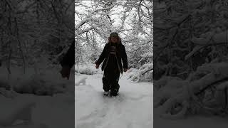 Снежной зимой в хижине готовлю чудо пышку с мясом #Shorts