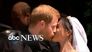 Harry, Markle take their first kiss as a married couple