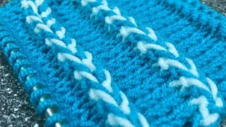Двухцветная отделочная косичка. Отделка вязаных изделий спицами.