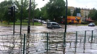 Zalane skrzyżowanie - Kraków, ul. Jerzmanowskiego