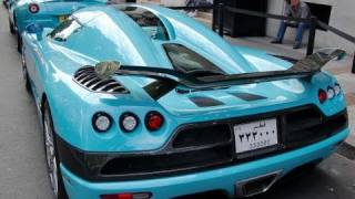 Turquoise Koenigsegg CCXR cruising in Paris
