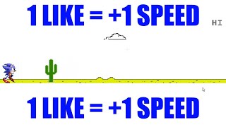 Playing Chrome Dinosaur game, but every like makes it faster