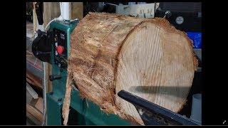 187 Wood-turning a very large oak bowl