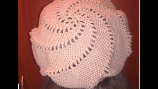 Как связать берет крючком+женский берет связанный крючком.Knitting lessons №2.Женский берет крючком