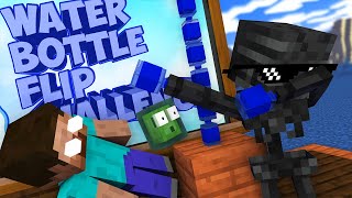Monster School : CRAZY BOTTLE FLIP Challenge - Minecraft Animation