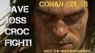 Conan Exiles Co-op :: EPIC Boss Croc Fight!!!