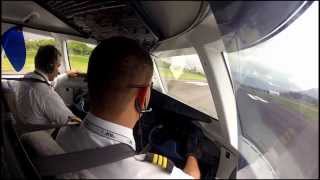 Dornier 328 Cockpit view - Visual approach runway 02 at Medellin (Olaya Herrera) Airport