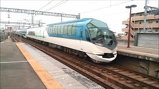 最寄駅にて「しまかぜ」の通過と回送電車の入線