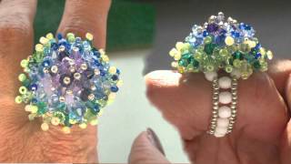 Beading4Perfectionists : Mounted Swarovski / Miyuki  seedbeads ring beading tutorial