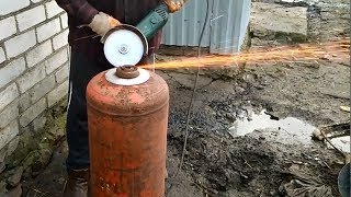 Безопасно режем пропановый ГАЗОВЫЙ баллон Как разрезать газовый баллон быстро