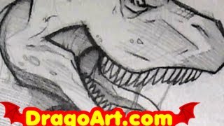 How to Draw a Dinosaur, Sketching a T-Rex, Step by Step