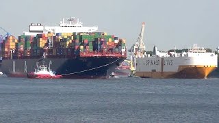Jebel Ali + Grande Italia Leaving Port of Hamburg