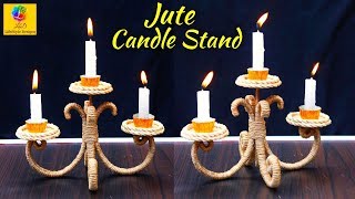 DIY Candle Stand Out of Jute Rope and Metal Wire | Beautiful Handmade Jute Showpiece Craft Idea