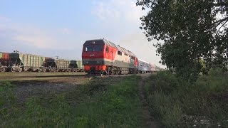 Отправление ТЭП70БС-232 с поездом №353Е Пермь - Адлер