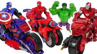 Marvel Avnegers Mashers Iron Man, Spider-Man transforming motocycle with Hulk! Go! #DuDuPopTOY