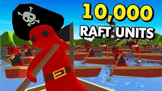 MASSIVE RAFT WARS WITH 10,000 UNITS! (Stupid Raft Battle Simulator Funny Gameplay)
