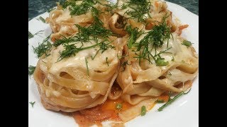 Быстрый и вкусный ужин.Макаронные гнезда.Приготовила на ужин - все попросили добавки.Quick dinner