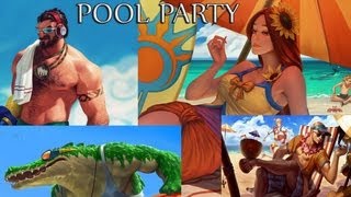 Graves Leona Lee Sin Renekton All Pool Party Skins Gameplay - League of Legends New Skins 2013