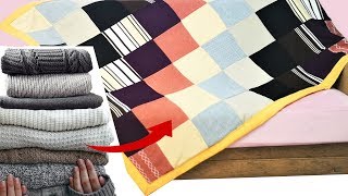 Eski Kazaklardan Kırkyama Battaniye | Turn Old Sweater into Patchwork Blanket | Diy