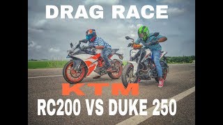 2018 KTM RC200 VS DUKE 250 (drag race)