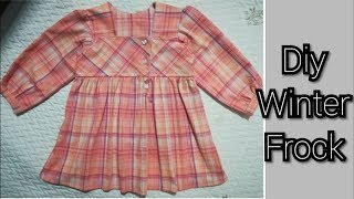 Simple winter frock || Trending Winter summer baby frock cutting and stitching