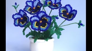 Анютины глазки из бисера-работы из бисера
