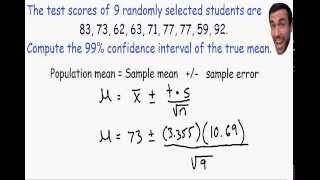 Confidence Intervals - using t distribution