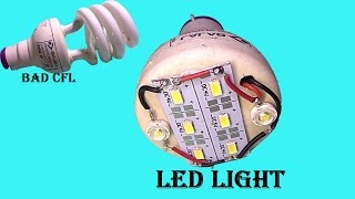 canvert old broken CFL into super led light at home