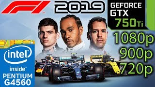 F1 2019 - GTX 750 ti - 1080p - 900p - 720p - G4560 - Gameplay Benchmark PC