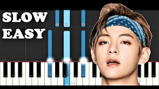 BTS V - Scenery (SLOW EASY PIANO TUTORIAL)