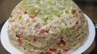 ОЧЕНЬ ВКУСНЫЙ ТОРТ "БИТОЕ СТЕКЛО". Желейный торт с фруктами и печеньем. Простой торт без выпечки.