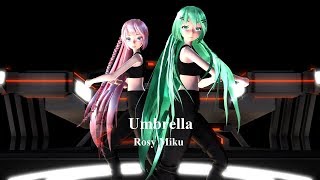 【MMD】Umbrella Remix (Shuffle Dance) | Miku x Luka || Rosy Miku