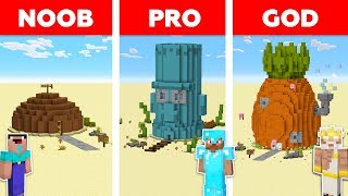 Minecraft Battle: NOOB vs PRO vs GOD: SPONGEBOB HOUSE CHALLENGE in MINECRAFT / Animation