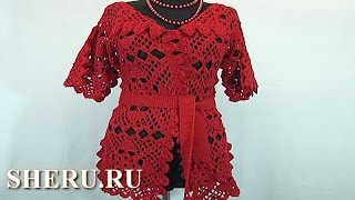 Кардиган связанный из мотивов крючком Урок 30 часть 1 из 2