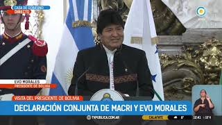 Declaración conjunta de Macri y Evo Morales | #TPANoticias