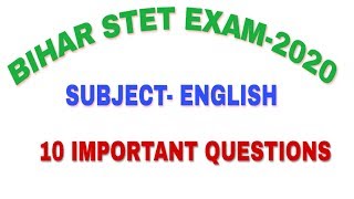 STET ENGLISH IMPORTANT QUESTIONS। 10 IMPORTANT QUESTIONS।