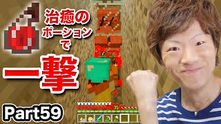 【マインクラフト】Part59 - 治癒のポーションでスケルトンの大群を一撃で倒す！【セイキン&ポン】