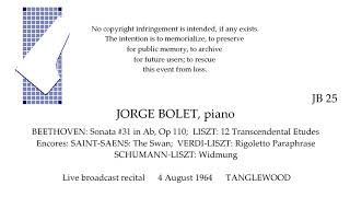 JORGE BOLET Live full-length broadcast recital 1964   BEETHOVEN  LISZT   TANGLEWOOD