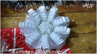 Новогодний Бант - Снежинка/ Канзаши МК/ DIY❄️
