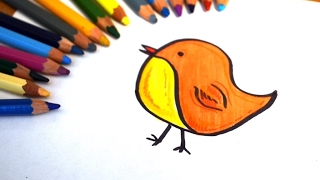 Милая птичка// Рисуем птицу фломастерами// Видео для детей/ draw a bird/ video for children