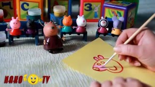 Свинка Пеппа  Мультфильм из игрушек  Пеппа в школе урок рисования портрет Пеппи  Peppa Pig