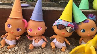 ? LES BELLIES BÉBÉS DE PEPPA PIG ET PINYPON dans un PARC ABANDONNÉ! La baguette prend les jouets