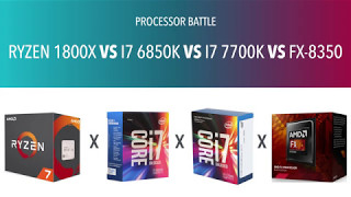 AMD Ryzen 7 1800X vs Intel i7 6850K vs i7 7700K vs AMD FX 8350 - Benchmarks processor battle #1
