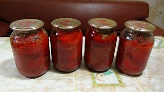Перец фаршированный баклажанами на зиму.