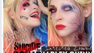 HARLEY QUINN  ZOMBIE BITE MAKEUP TUTORIAL | SUICIDE SQUAD HALLOWEEN COSTUME
